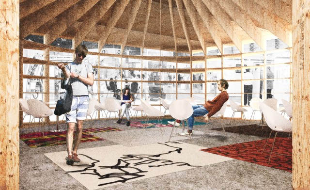 Dřevěný veletržní stánek