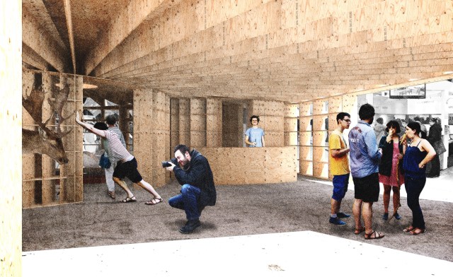 Dřevěný veletržní stánek